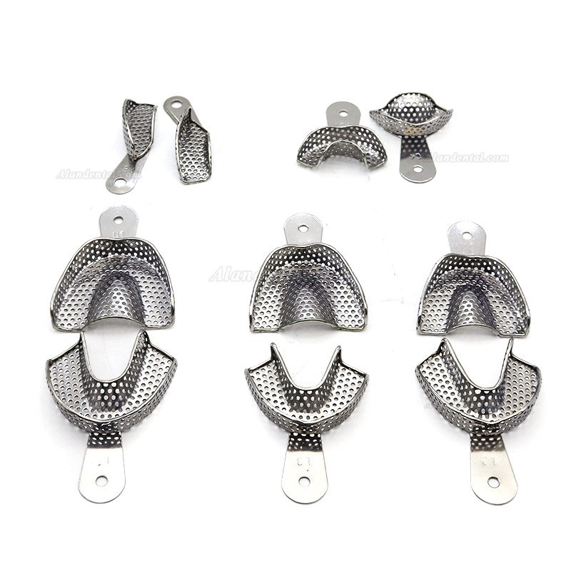 2Pcs/Pack Dental Stainless Steel Impression Trays (Upper and Lower L M S Anterior Lateral )